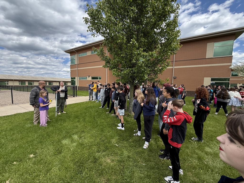 Hubbard middle school and elementary students meet and talk together after participating in a semester-long pen pal program.