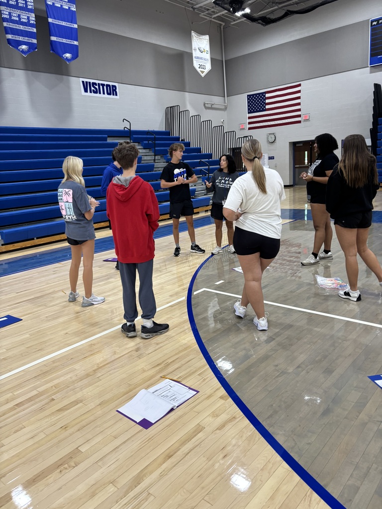 Hubbard High School junior and senior Link Crew students participate in training activities as they prepare to welcome incoming freshmen for the 8th Annual Link Crew Freshman Orientation.