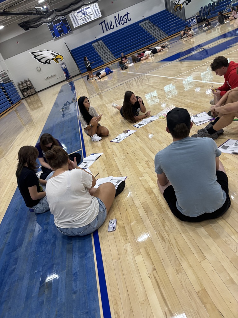Hubbard High School junior and senior Link Crew students participate in training activities as they prepare to welcome incoming freshmen for the 8th Annual Link Crew Freshman Orientation.