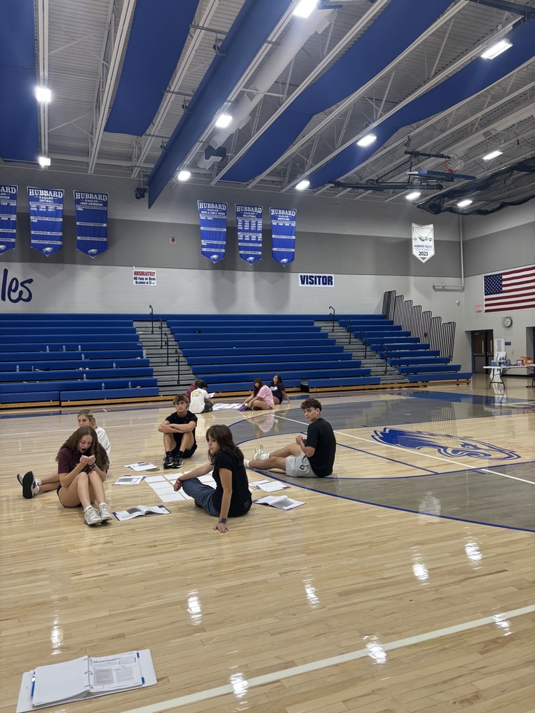 Hubbard High School junior and senior Link Crew students participate in training activities as they prepare to welcome incoming freshmen for the 8th Annual Link Crew Freshman Orientation.