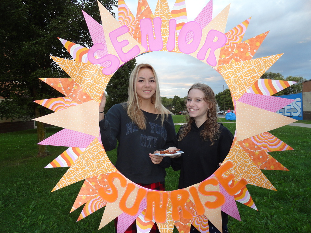 Hubbard High School seniors gather for Senior Sunrise with breakfast and coffee.