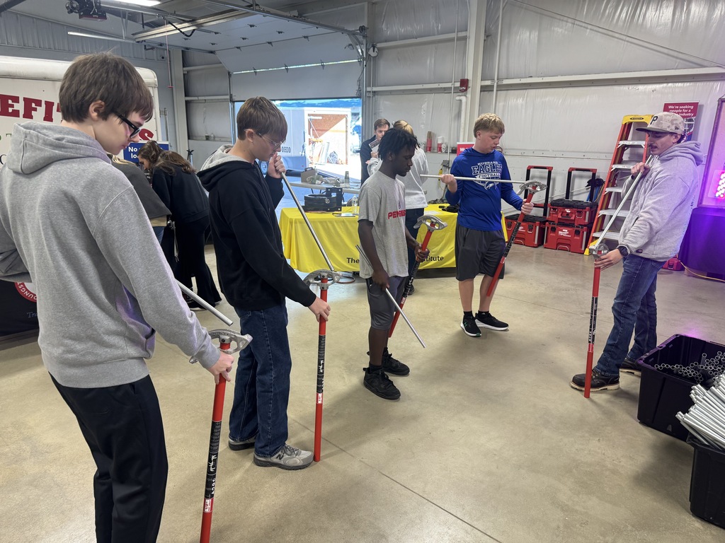 Hubbard students explore interactive exhibits at the Mahoning Valley Skilled Trades Expo at the Canfield Fairgrounds.