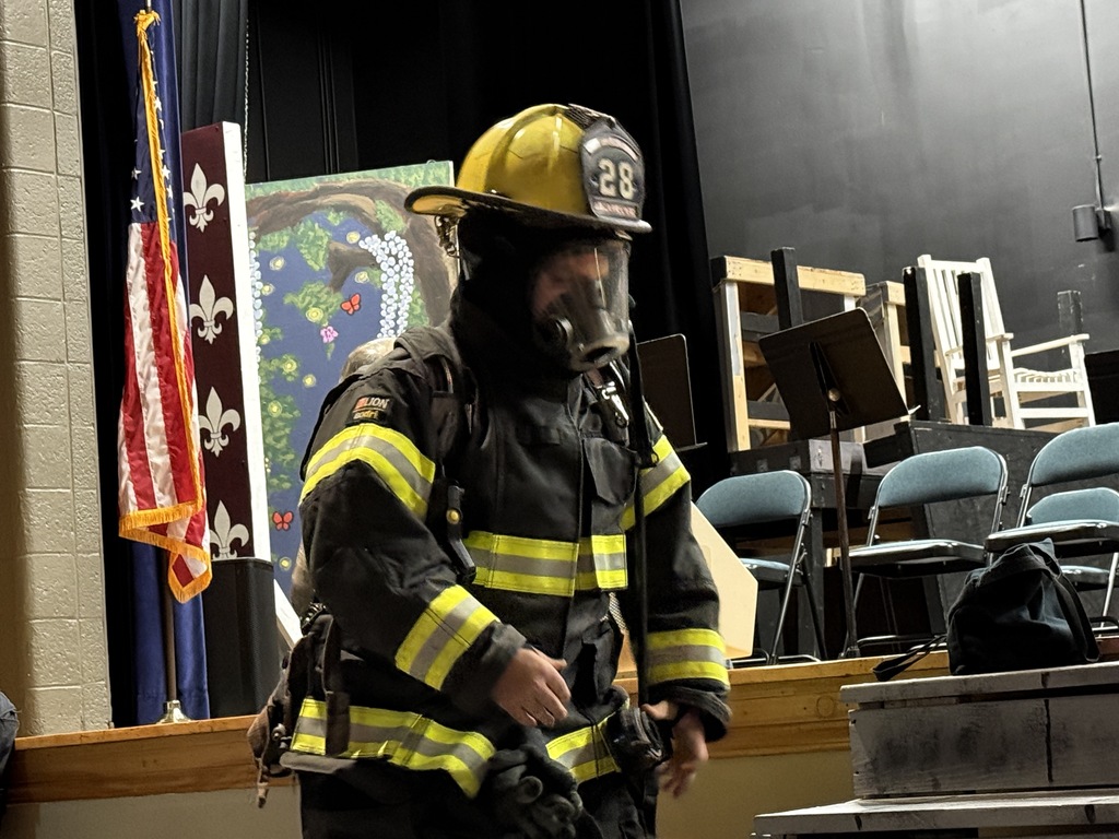 Eagle Joint firefighters teach Hubbard Elementary students in grades K-4 about fire safety and emergency preparedness during a school visit.