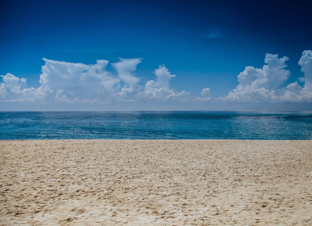 sand, ocean and clouds image