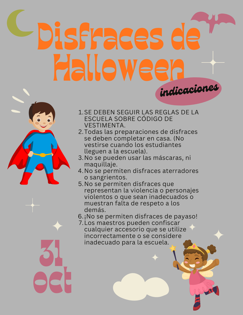 Costume Guidelines/Indicaciones para Disfraces