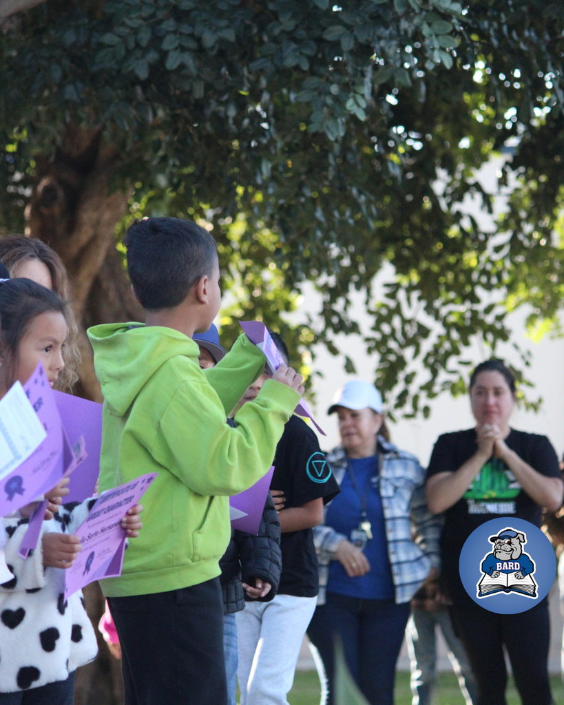 Students accepting awards + Flag Gathering