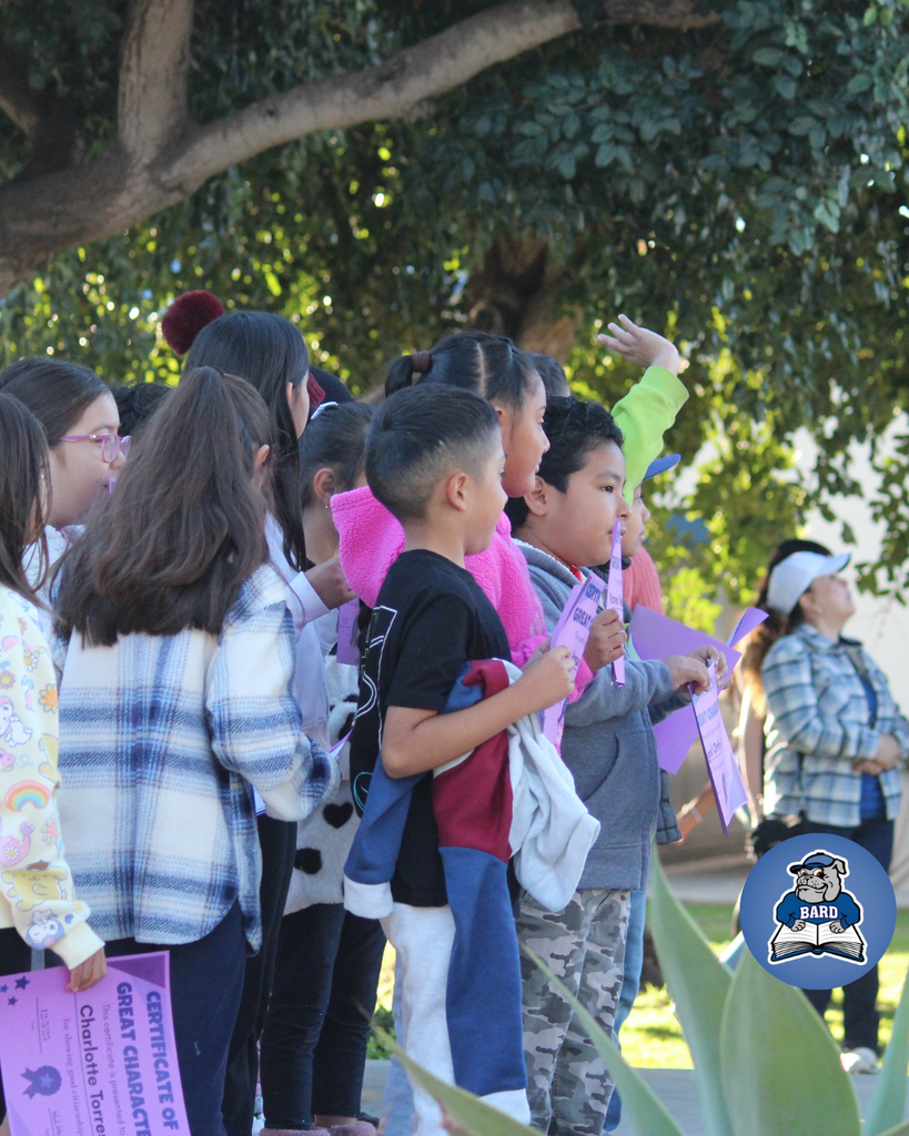 Students accepting awards + Flag Gathering