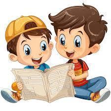 kids reading newspaper