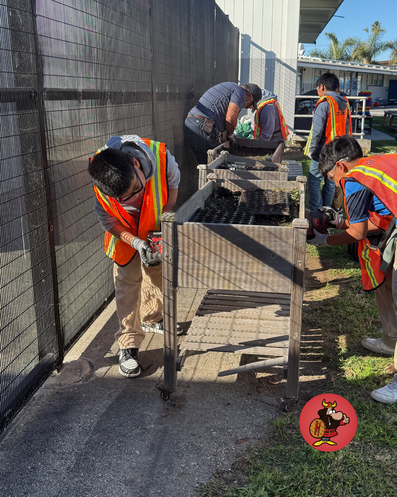Junior City Corps, a group of 5th graders teamed up with Mr. Eddy to help restore the raised garden beds using sanders