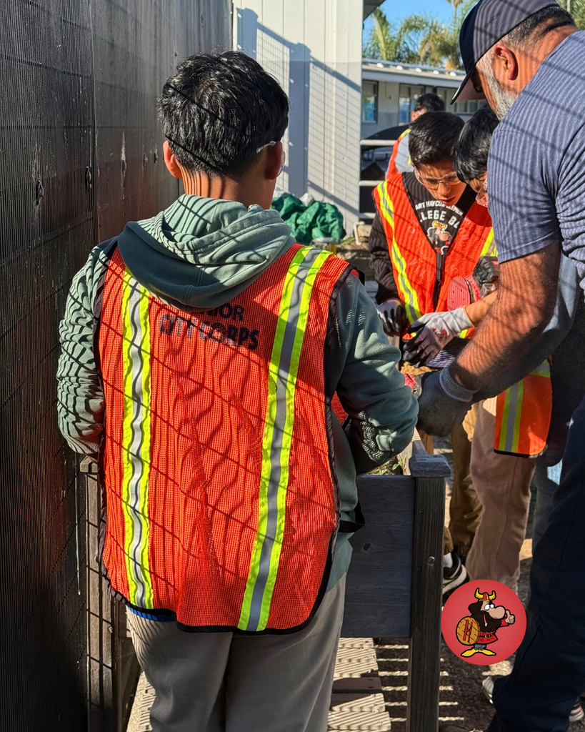 Junior City Corps, a group of 5th graders teamed up with Mr. Eddy to help restore the raised garden beds using sanders