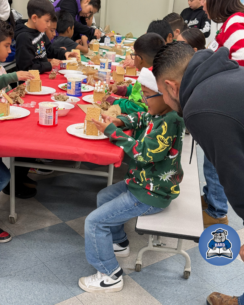 students creating Gingerbread Houses
