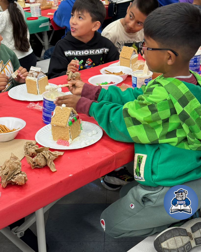 students creating Gingerbread Houses
