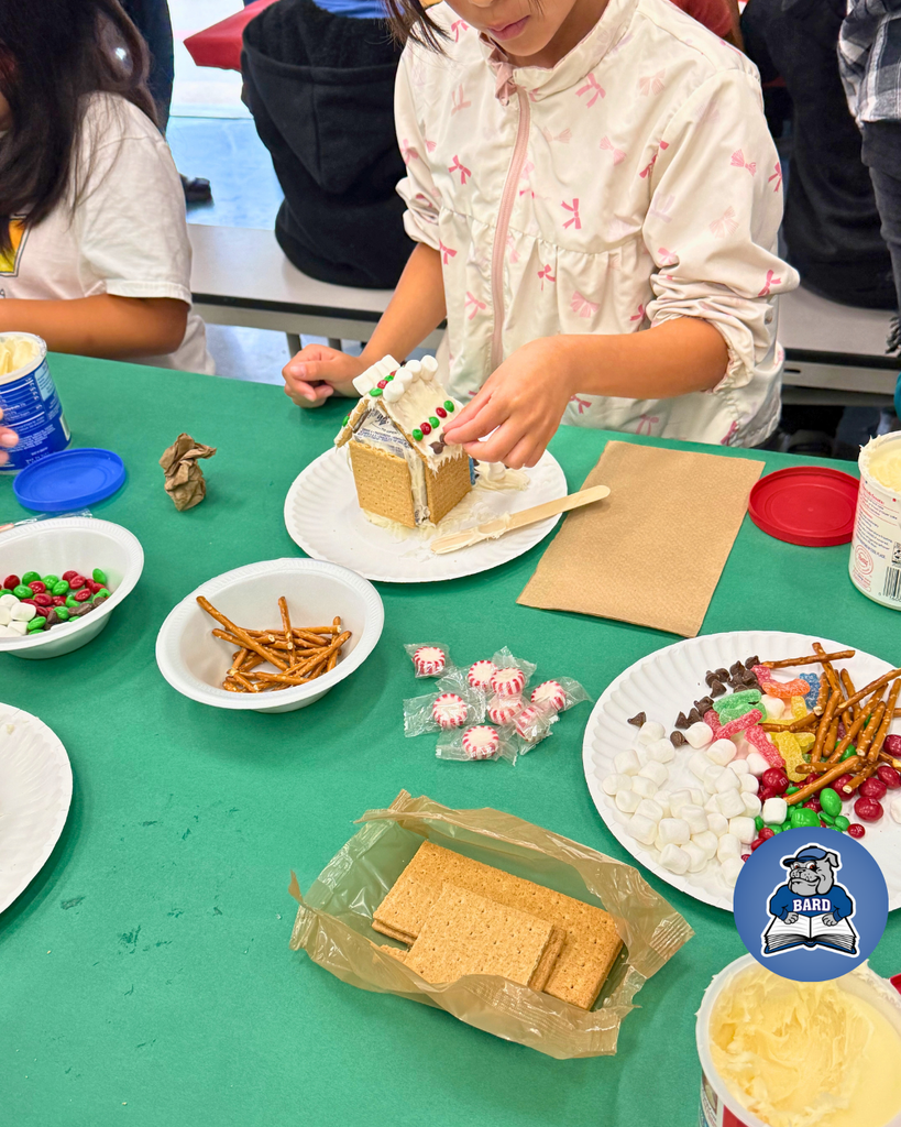 students creating Gingerbread Houses