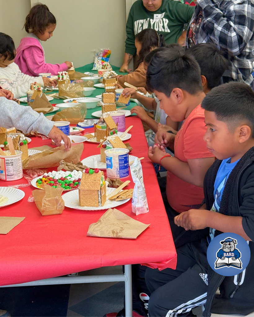 students creating Gingerbread Houses