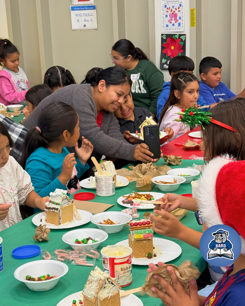 students creating Gingerbread Houses