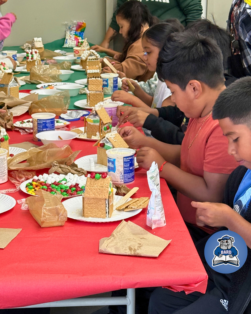 students creating Gingerbread Houses