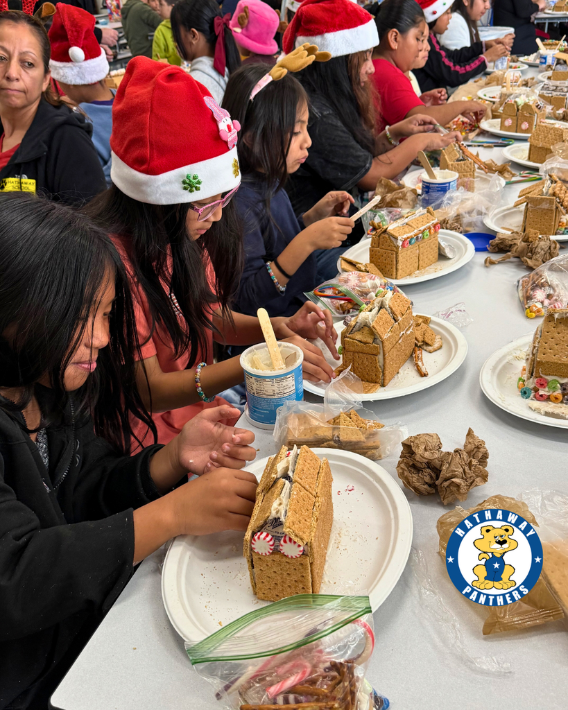 students creating Gingerbread Houses