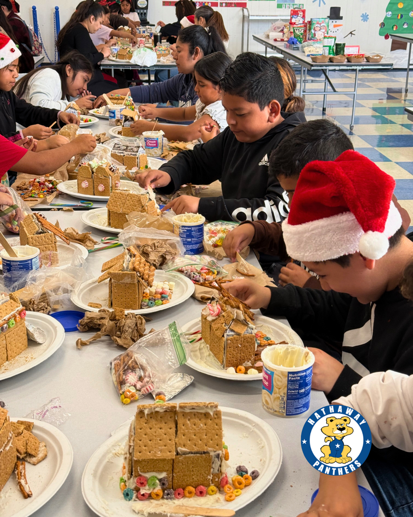 students creating Gingerbread Houses