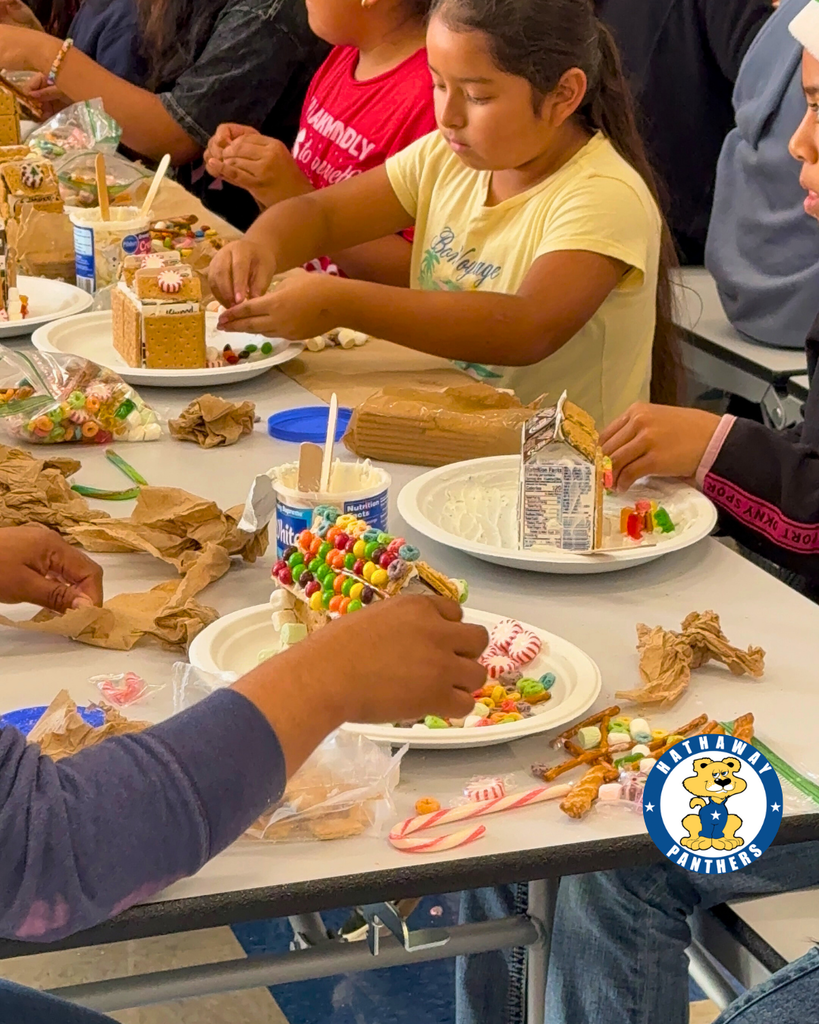 students creating Gingerbread Houses