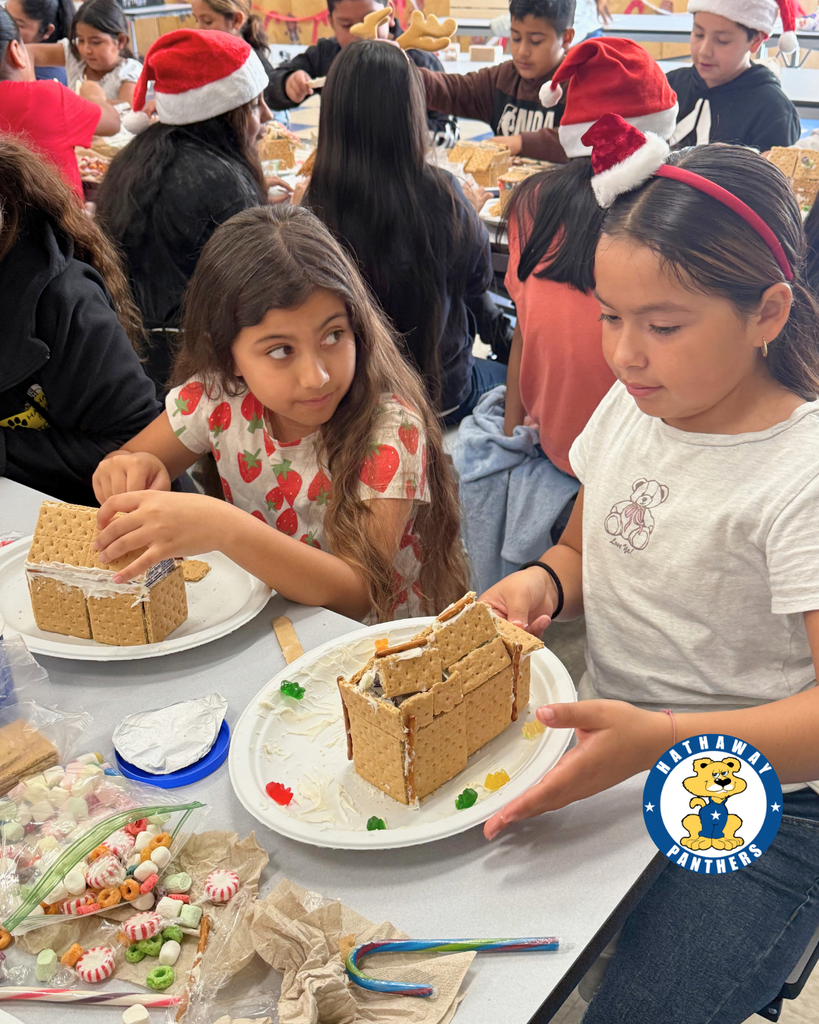 students creating Gingerbread Houses