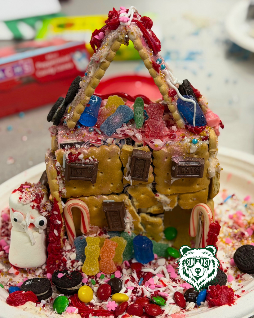 students creating Gingerbread Houses