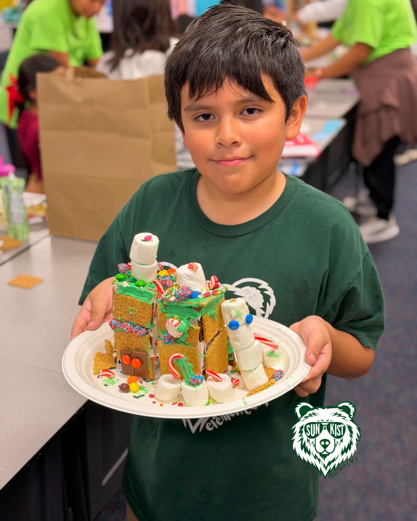 students creating Gingerbread Houses