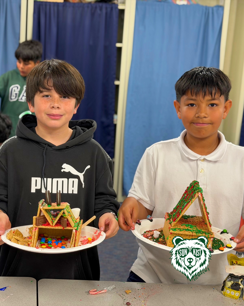 students creating Gingerbread Houses