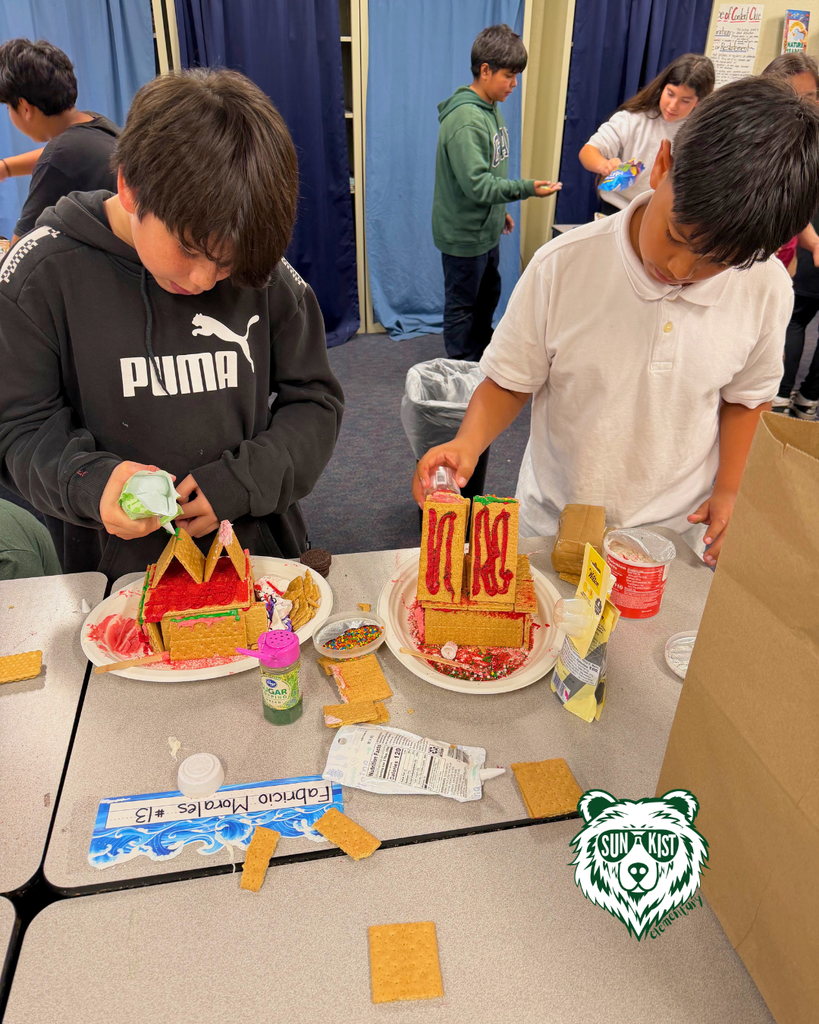 students creating Gingerbread Houses