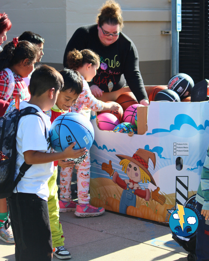 students getting their sports balls