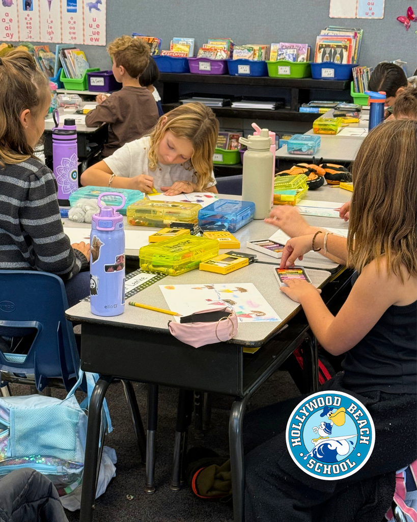 2nd graders enjoying an art lesson