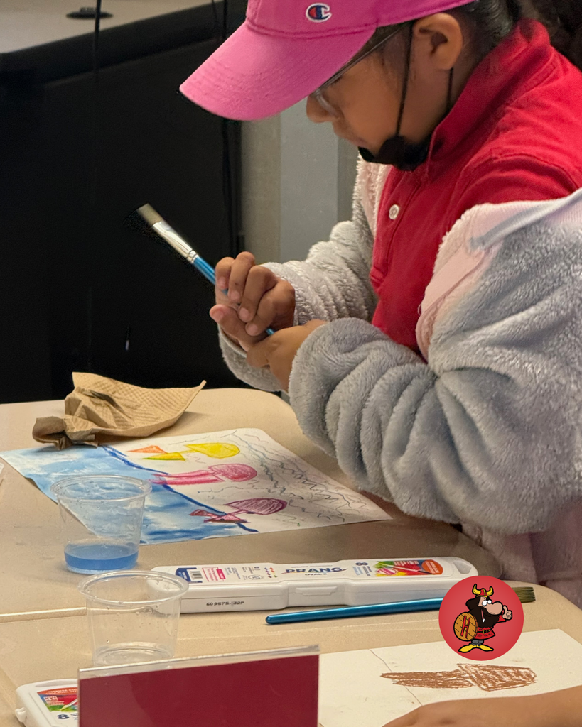 students participating in art project