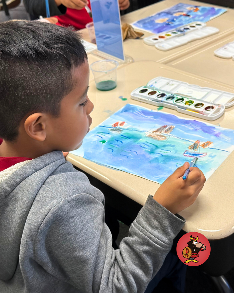 students participating in art project