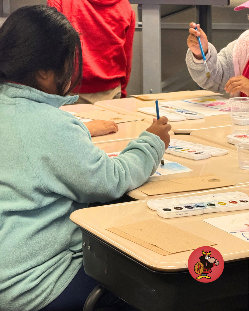 students participating in art project