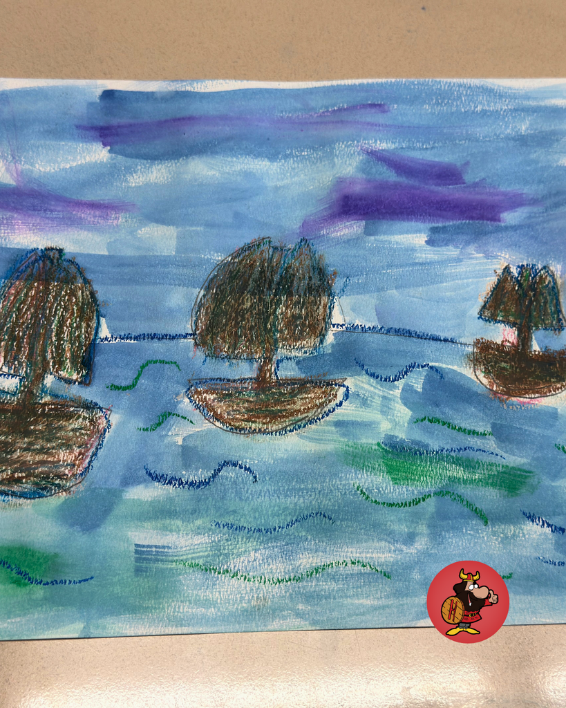 students participating in art project