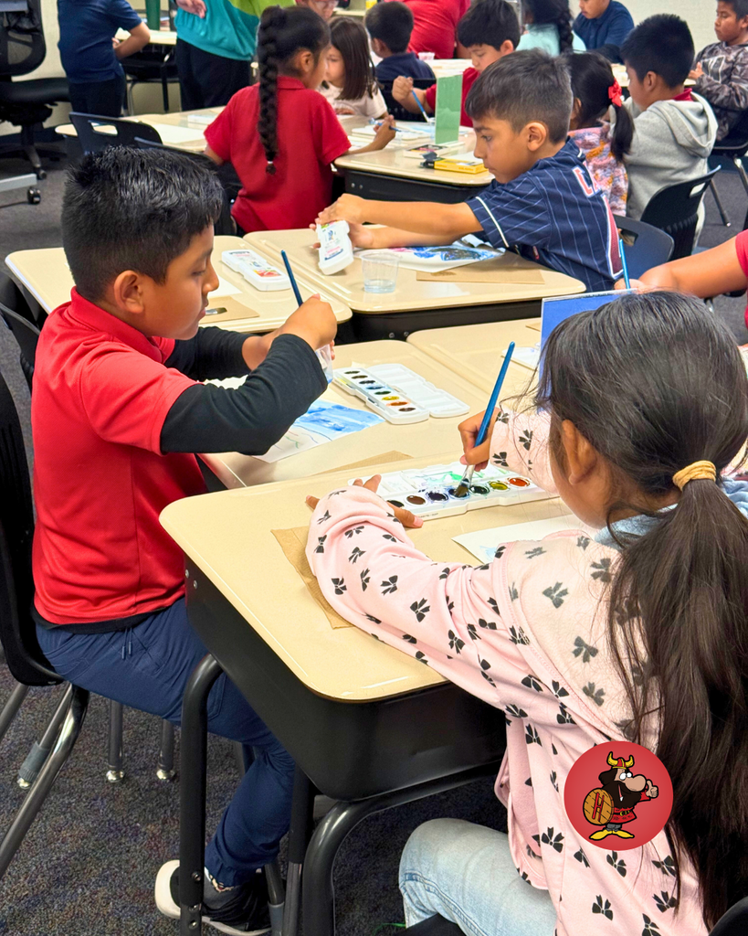 students participating in art project