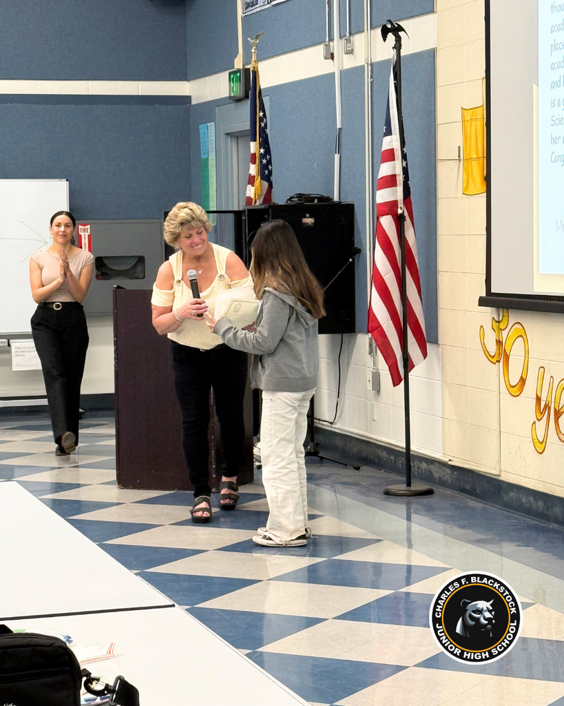 student accepting award