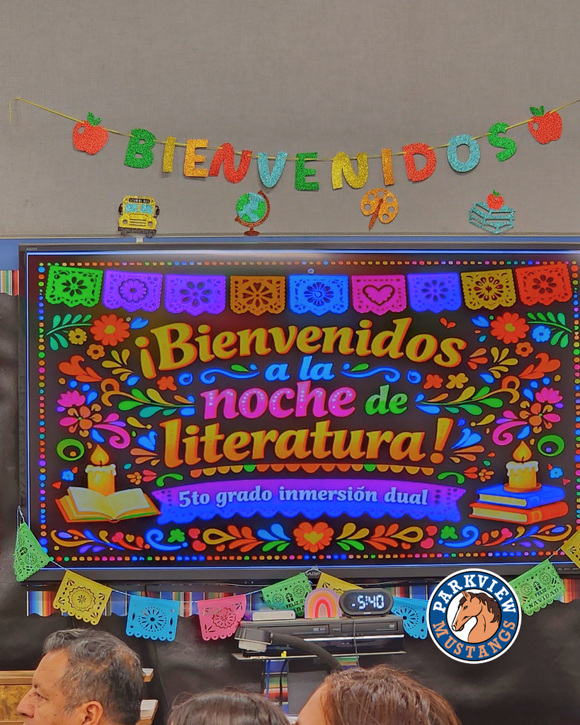 welcome sign for parents and students at Dual Language Literary night