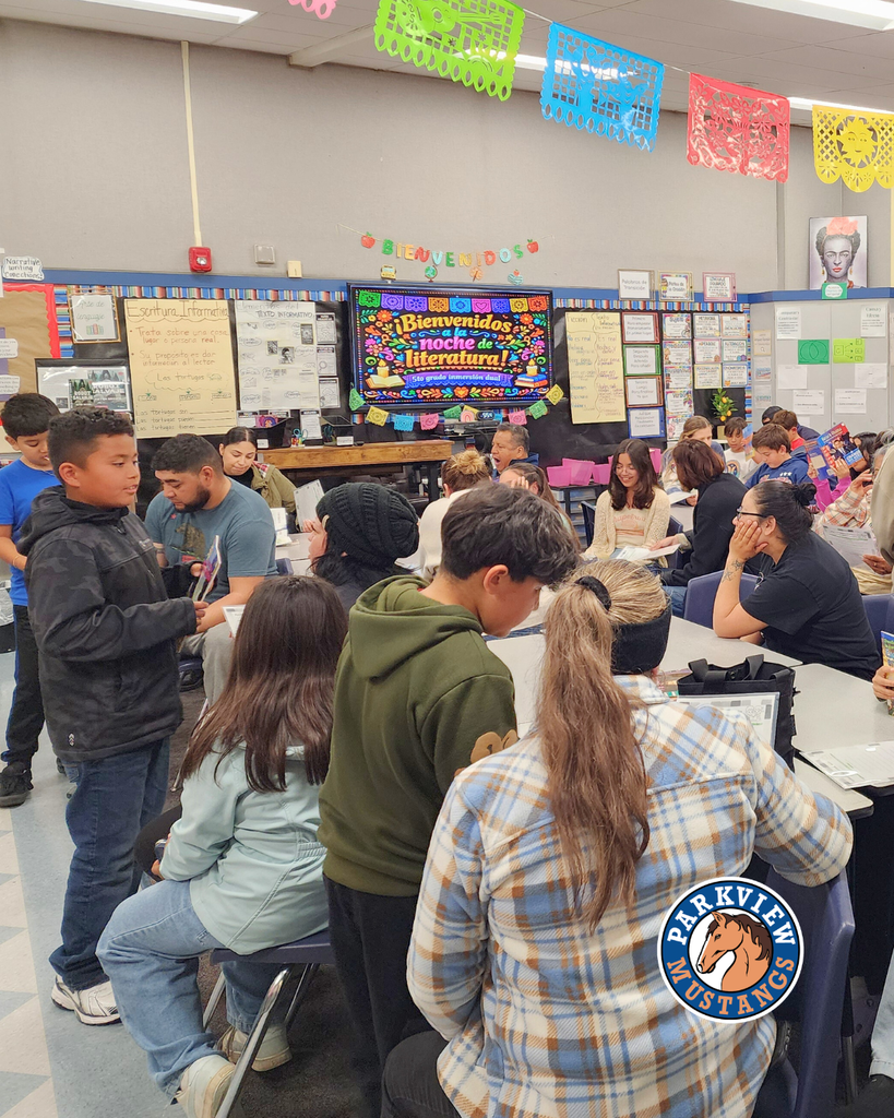 parents and students at Dual Language Literary night