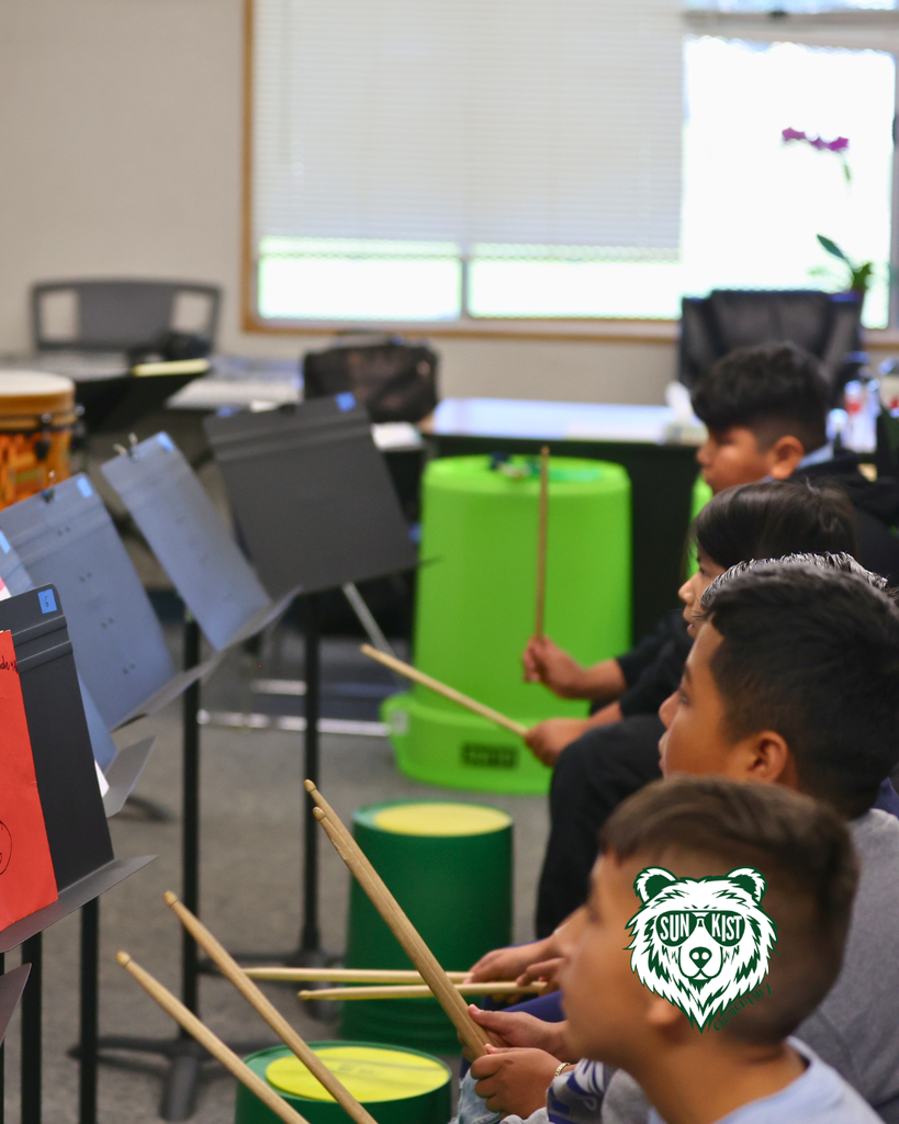 students in band class