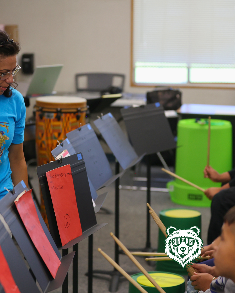 students in band class