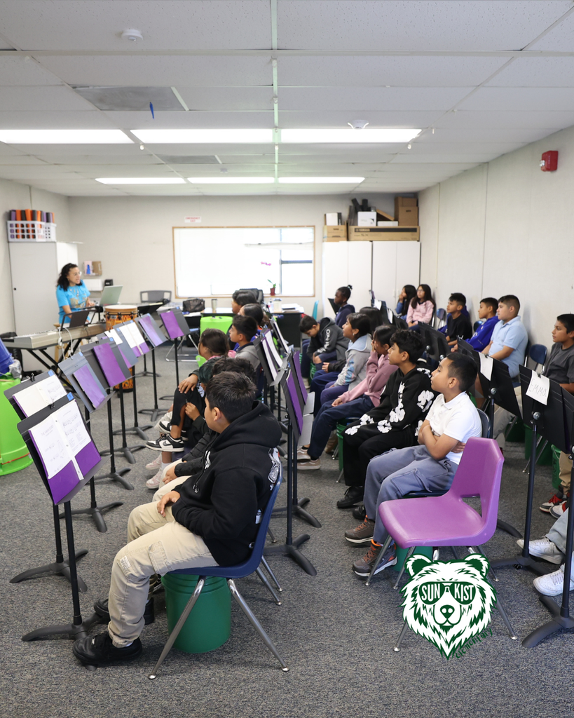 students in band class