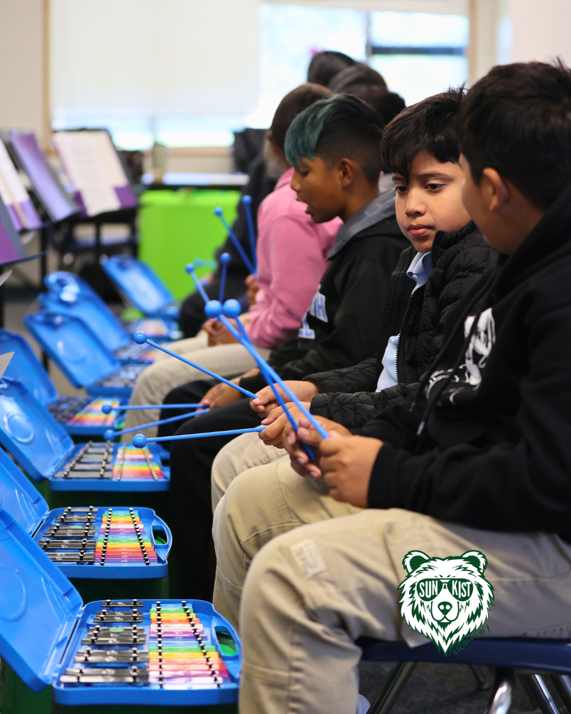 students in band class