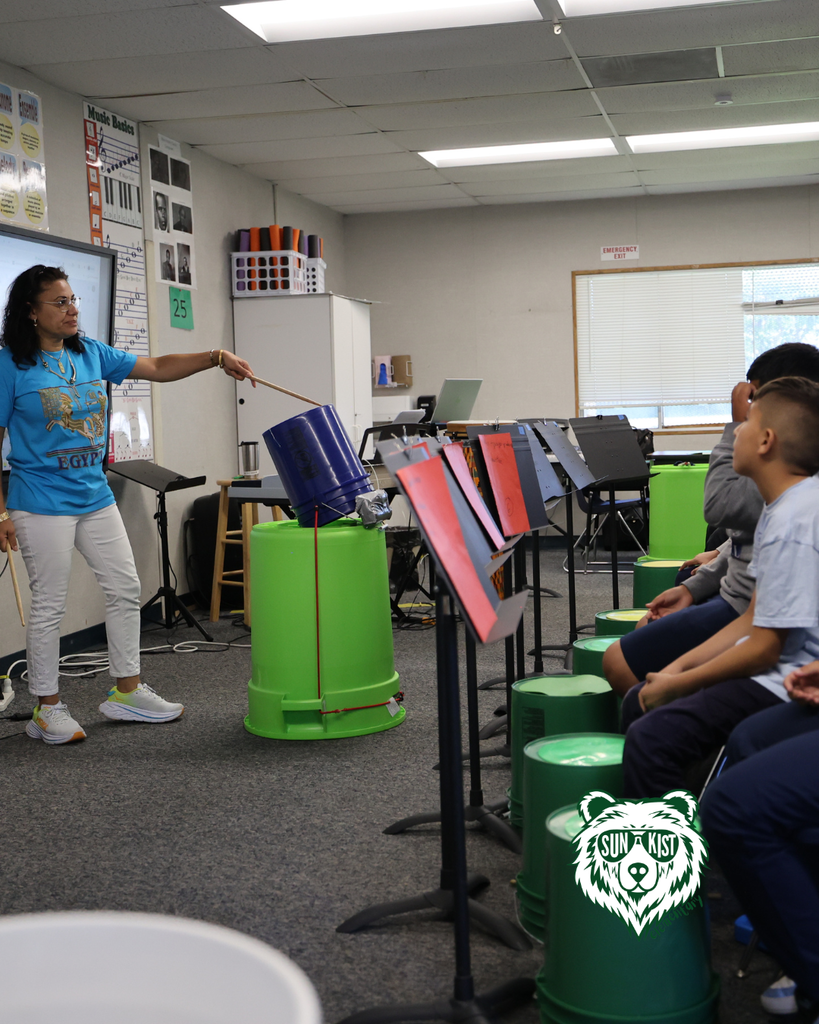 students in band class