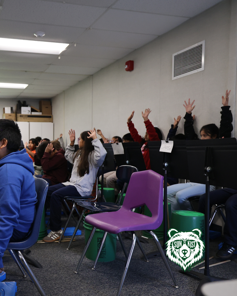 students in band class