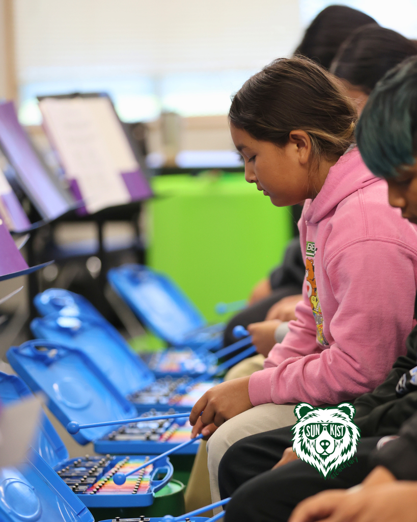 students in band class