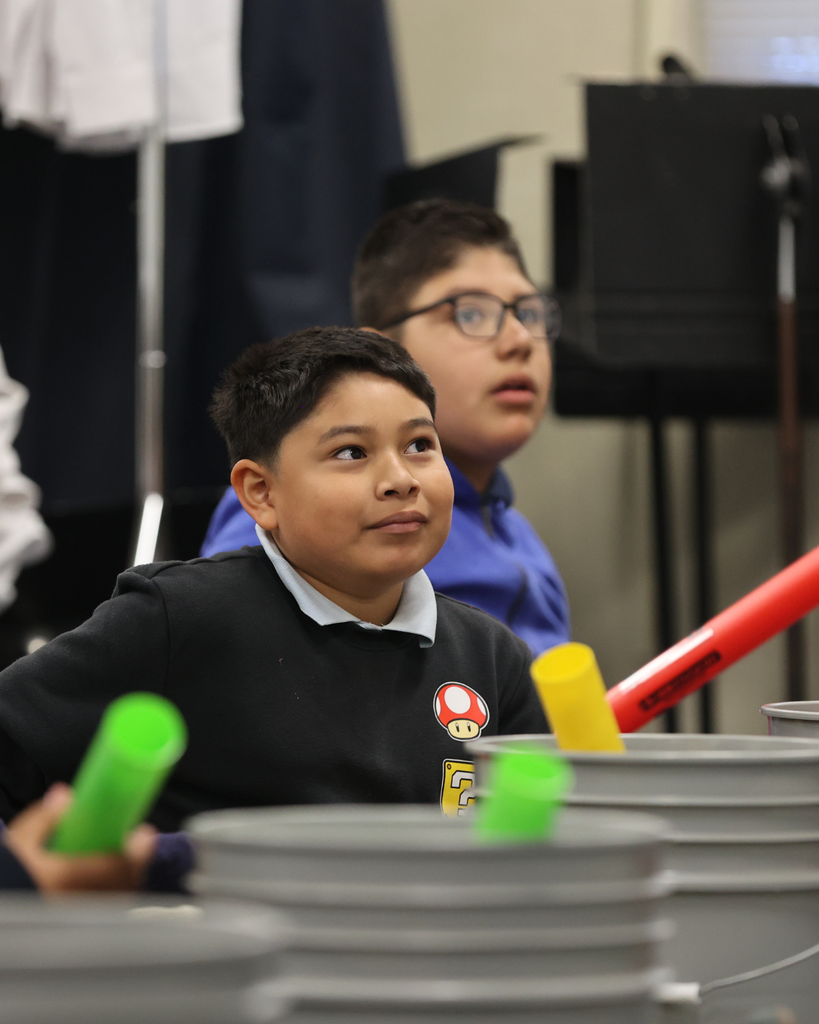 students engaged during band class