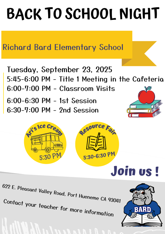 Back to School Night September 23