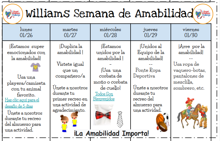 2026 kindness calendar espanol
