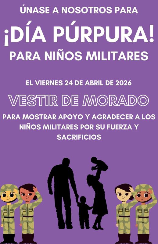 Purple Up  for Military Kids - Dia de Púrpura para Niños Militares
