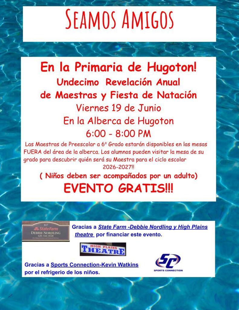 Teacher Reveal & Swim Party Flyer